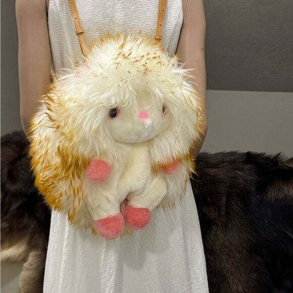 Cute Hedgehog Multi Use Bag/Real Shearling Crossbody/Backpack/Plushie/Pillow - Picture 11 of 16